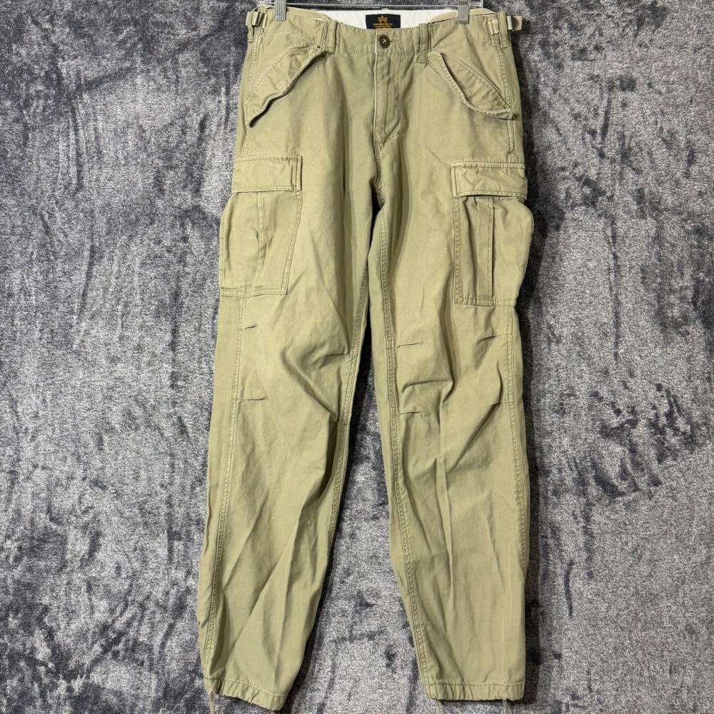 Alpha Industries Mens‎ Cargo Pants Green Cotton Military Utility Pockets Size 32